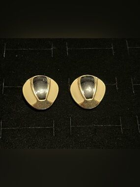 Gold toned and Silver Two-Tone Dome Stud Earrings